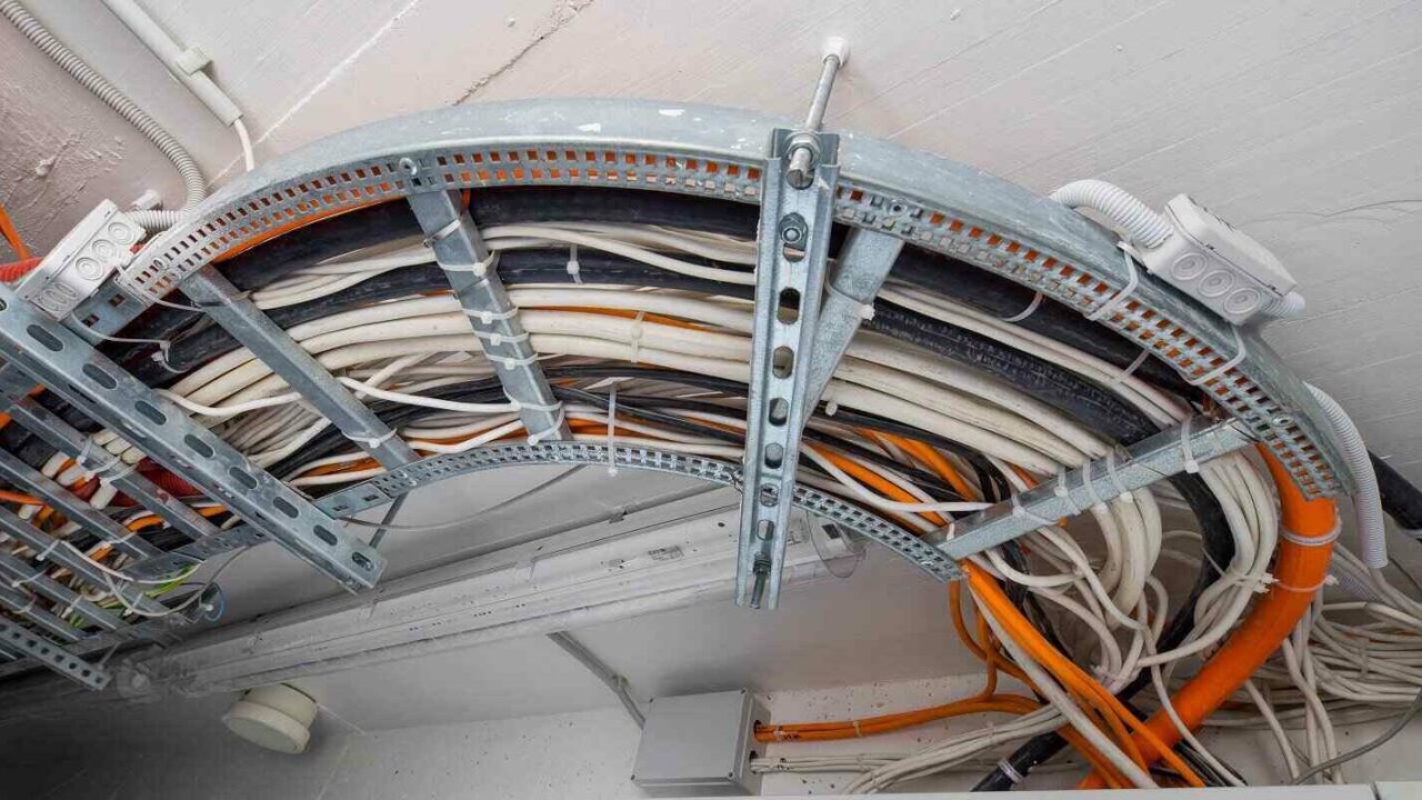 various electrical wire systems in the ceiling