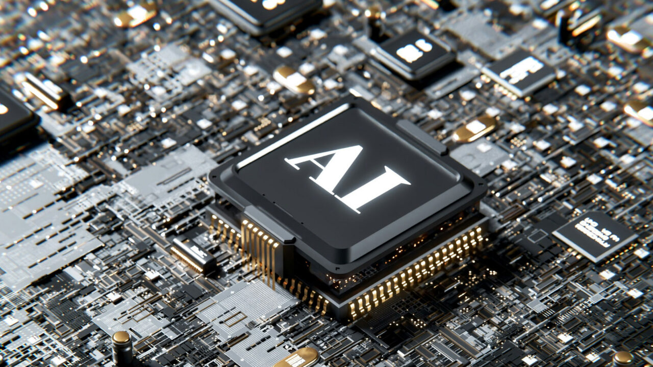AI-Ready computer chip positioned on a computer motherboard showcasing the intricate connections and components